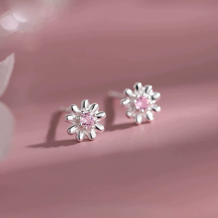 925 Brincos de prata esterlina Brincos de prata esterlina Moda Temperamento Flor Rosa Micro-Inlaid Brincos Diamante Rosa Feminino Moda Simples Moda Leve Luxo Alta Flor Petal Design Brincos Estudantis Brincos Exclusivos Brincos Doce Dia dos Namorados CE051