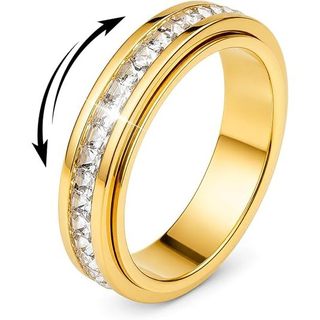 Fidget Toys CZ Ring Women-Ansiedade Alívio Do Estresse Para Adultos Spinner Band Joias De Aço Inoxidável Presente De Ani