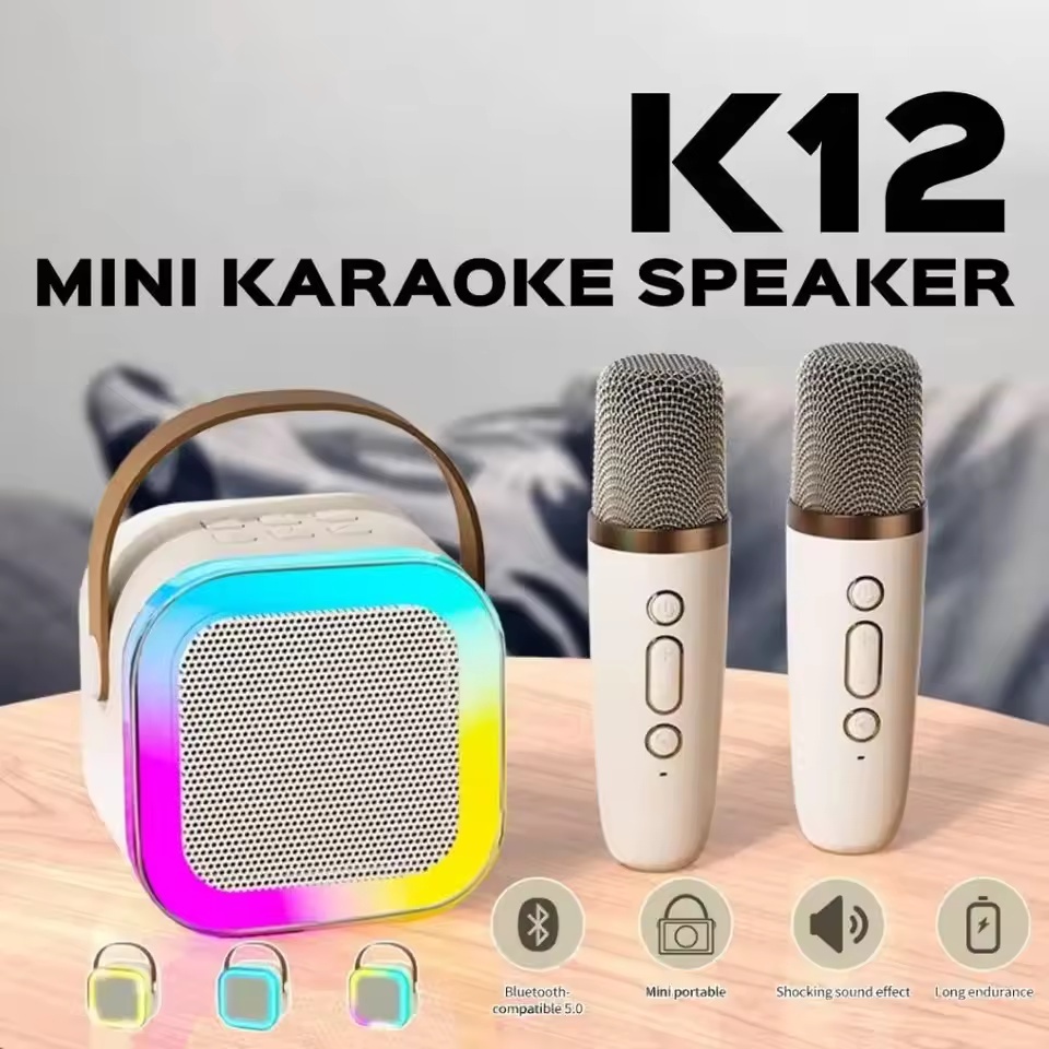 Máquina De Karaokê Bluetooth K12 Portátil 5.3 PA Sistema De Alto-Falante Com 1-2 Microfones Sem Fio Casa Família Cantand