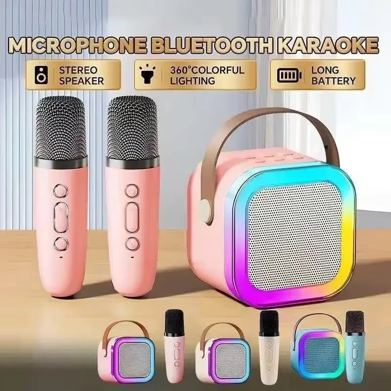 K12 Alto-Falante Bluetooth Máquina De Karaokê Sistema De Portátil Com 1-2 Microfones Sem Fio Família Cantando Presente D