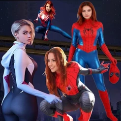 Body Feminino Fantasia Homem-Aranha Festa De Halloween Cosplay Para Crianças/Adultos