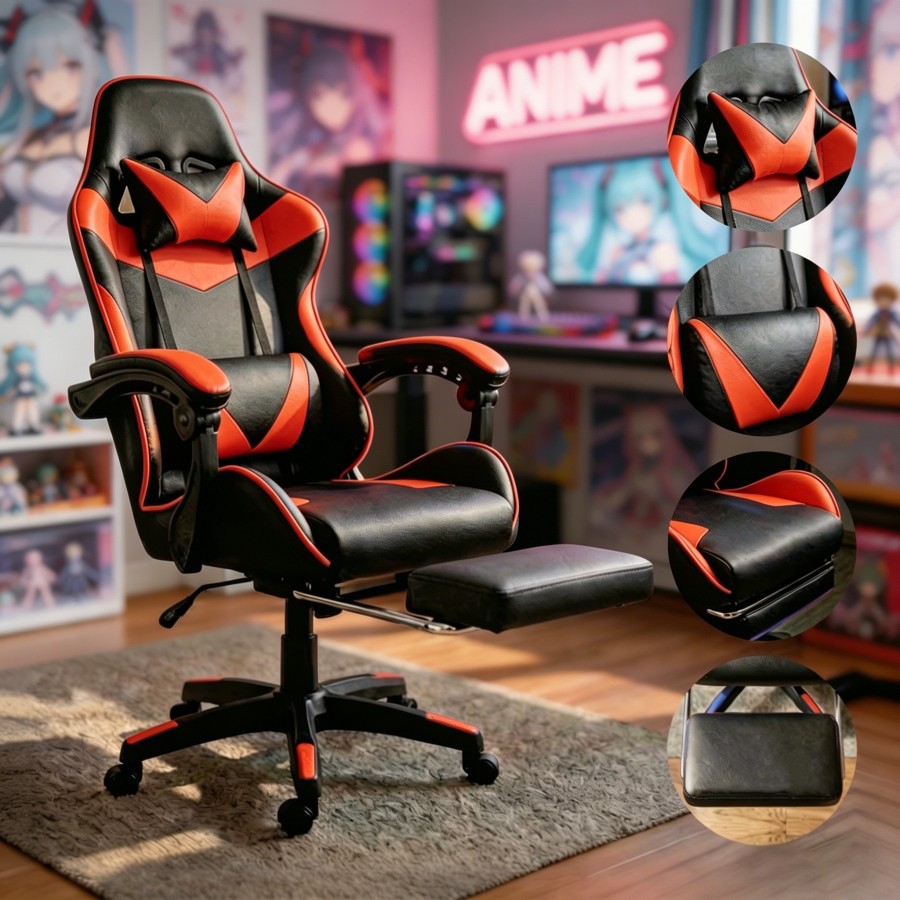 Cadeira Gamer Profissional Escritório Ergonômica Reclinável Confortável Com Apoio E Rodinha Para Pés — imagem 2 de 2