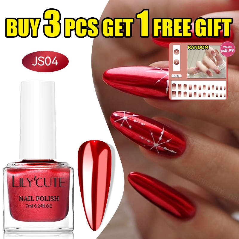 LILYCUTE 7ml Esmalte Metálico  Super Brilhante Secagem Rápida Sem Lâmpada UV Efeito Metal para Nail Art DIY Unhas