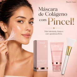Máscara Facial de Colágeno Noturna 75g com Pincel, Peel Off Hidratante, Limpeza de Poros e Aparência Firme