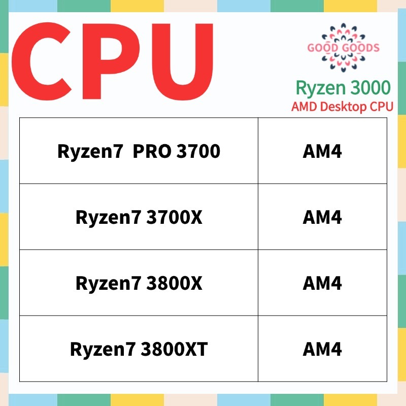 Ryzen7 PRO 3700 Ryzen7 3700X Ryzen7 3800X Ryzen7 3800XT AMD Ryzen 3000 Processador Desktop CPU Soquete AM4 1331Pin