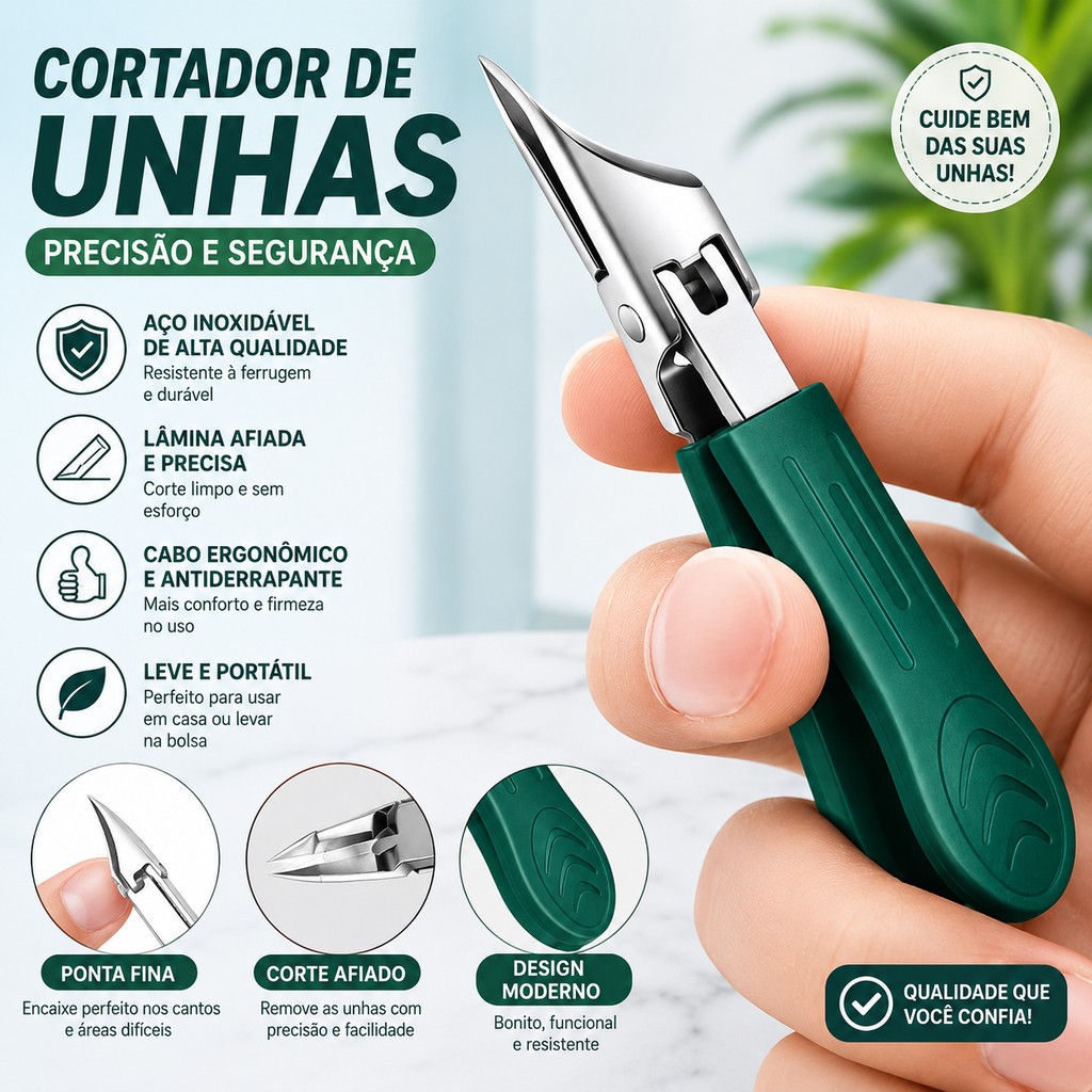 Cortador de Unhas Diagonal Afiada | Corpo inteiro à prova d'água , Design Ergonômico para Uso Diário
