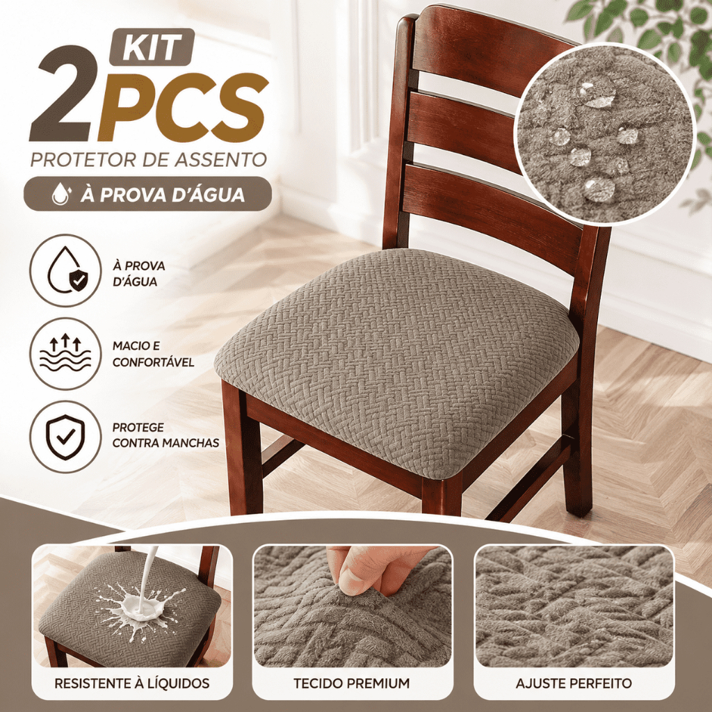 KIT 2 PCS Conjunto De Cadeira De Camurça Estilo Moderno À Prova D'água, Protetor De Assento
