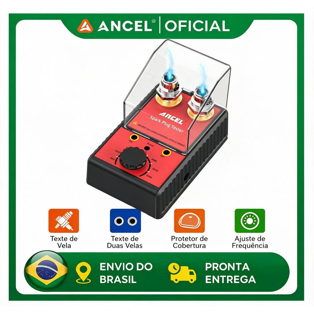ANCEL Testador De Vela De Ignição Profissional Com Furo Duplo 110V 220V 12V Ferramenta De Diagnóstico De Analisador A Ga