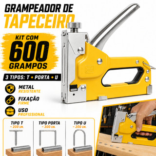 Grampeador Tapeceiro + 600 Grampos Ferramentas Profissional