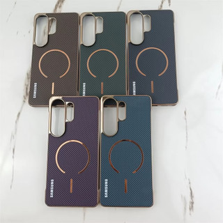 Kevlar Luxo Ultra Fino Fibra De Carbono Caso Magnético Para Samsung Galaxy S26 S25 S24 Plus S26U S26 + S25edge Anti-Qued