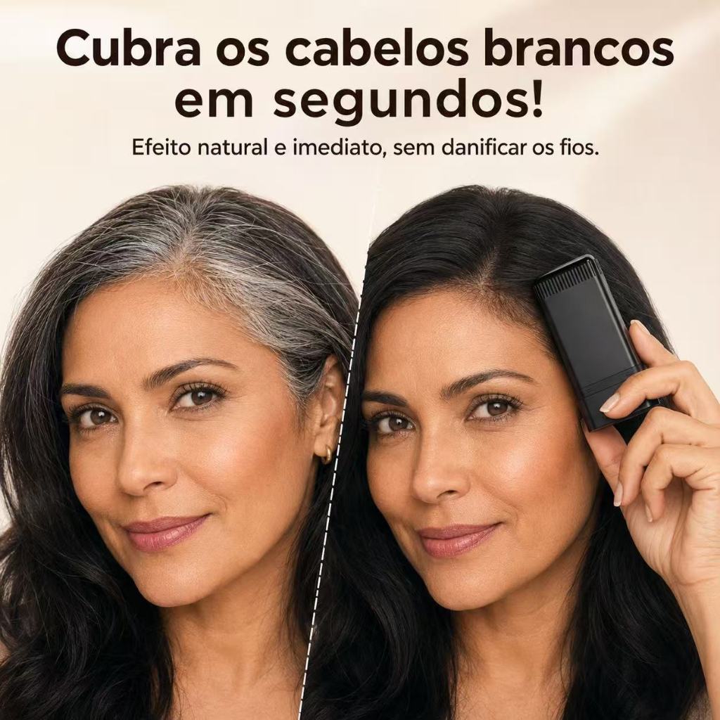 Caneta de cabelo de cor complementar com capa de cabelo branco