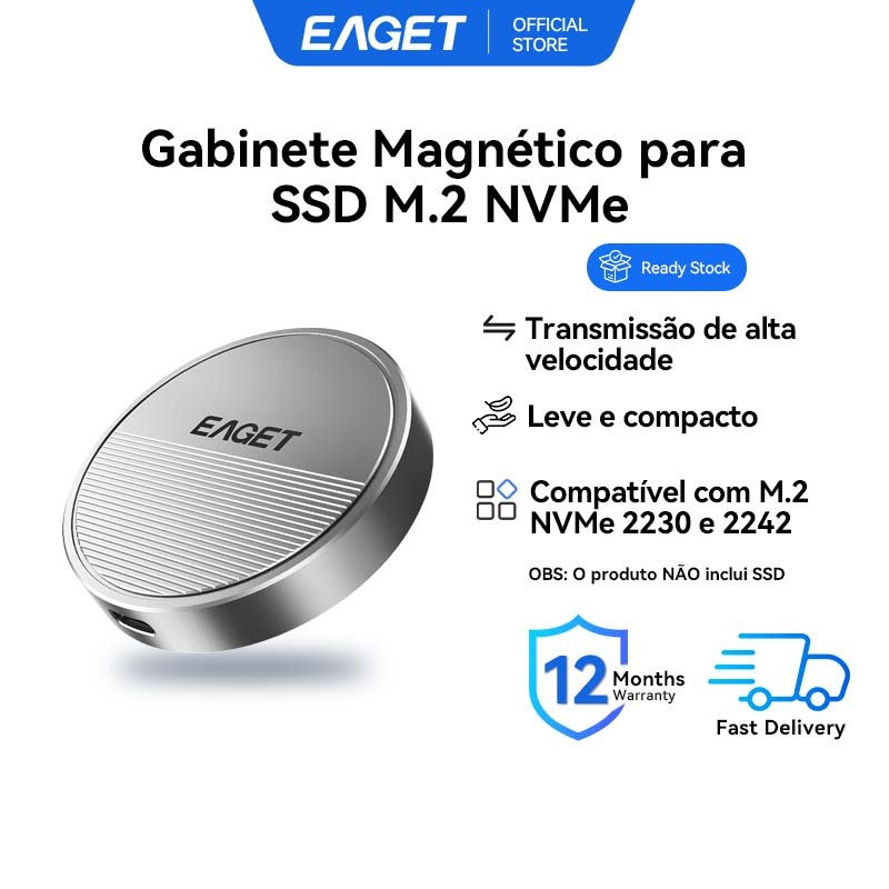 Gabinete SSD Magnético M . 2 NVMe EAGET SE880 10 Gbps