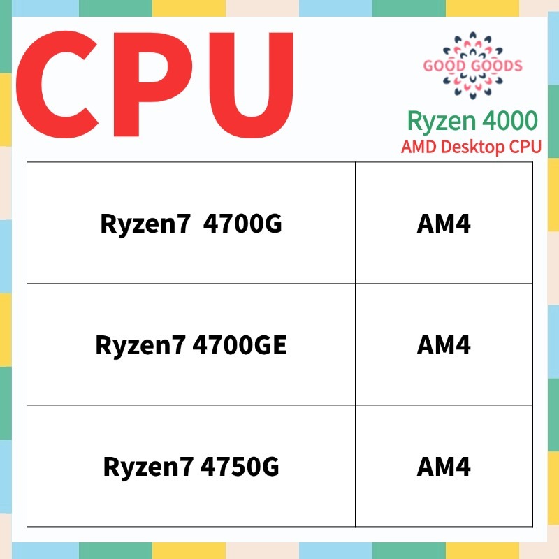 Ryzen7 4700G 4700GE 4750G 4750GE AMD Ryzen 4000 Processador Desktop CPU Soquete AM4 1331Pin