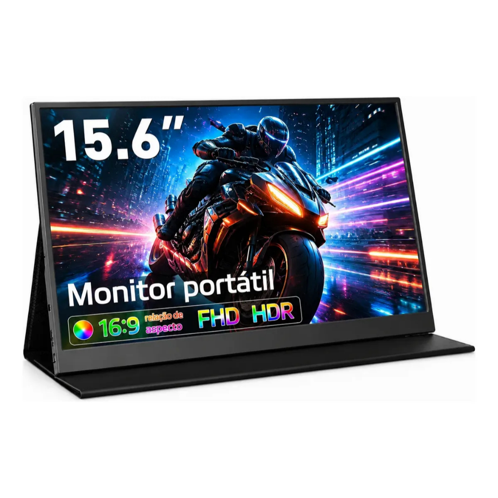 Monitor Portátil 15.6" Full HD 1080P Tipo-C HDMI USB para Notebook e Celular