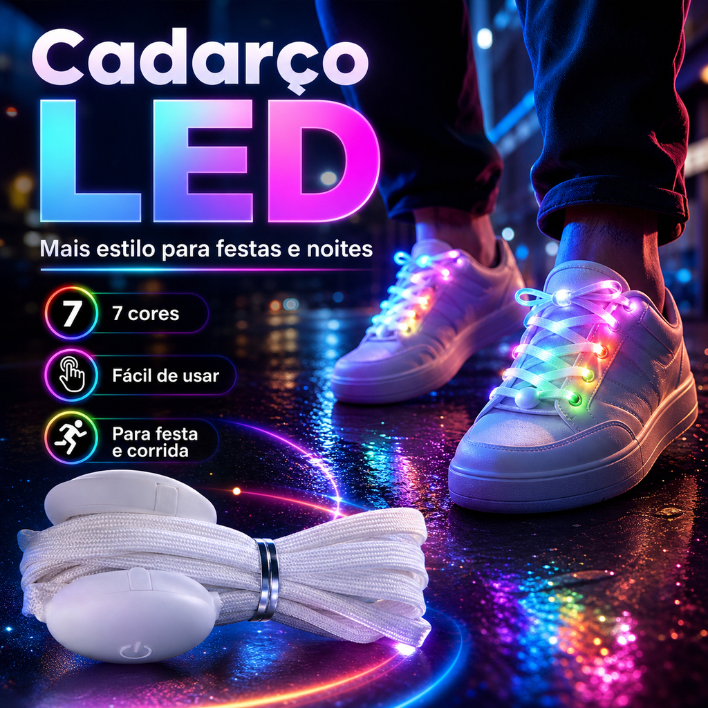 erudi LED Cadarços De Sapato Flash Acende Cores Brilho Piscando Algodão Festa Legal .