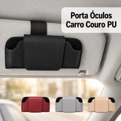 Porta Óculos Para Carro Couro PU Premium Quebra Sol Suporte Universal Organizador Automotivo Veicular