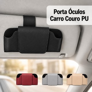 Porta Óculos Para Carro Couro PU Premium Quebra Sol Suporte Universal Organizador Automotivo Veicular