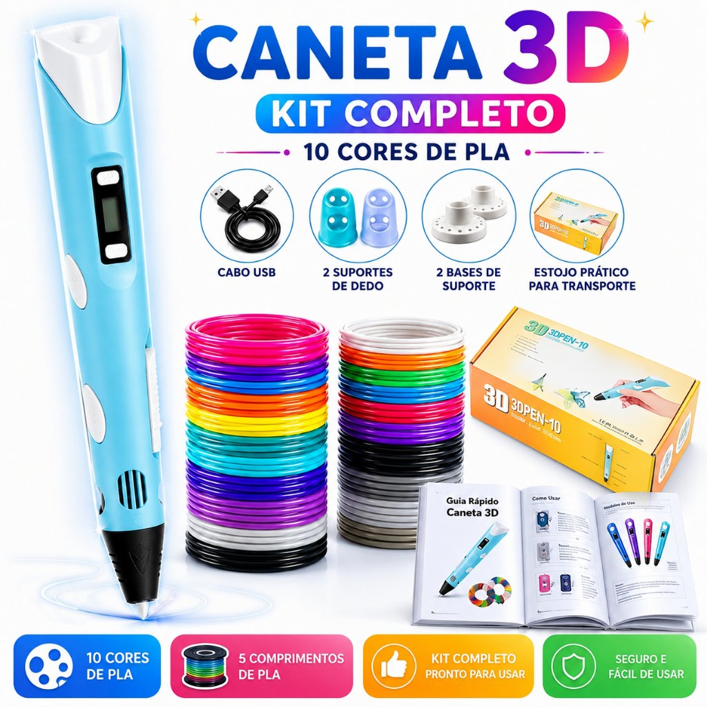 Caneta 3D Impressora Com Produto Lacrado + Refil