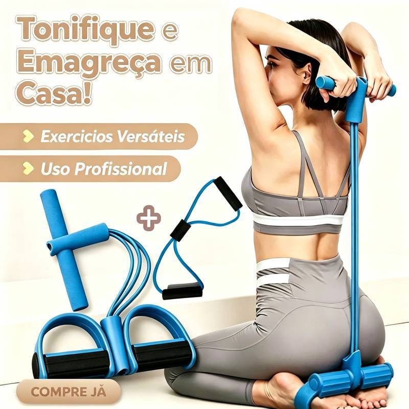 Kit 2 Peças Elástico Extensor Fitness - Exercícios em Casa, Abdômen, Pernas, Braços, Treino