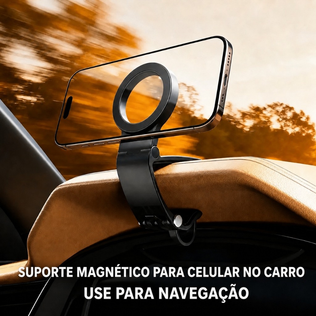 Suporte Magnético Veicular para Celular YD007 Clipe para Painel com Rotação de 95° para Uso no Carro e na Mesa