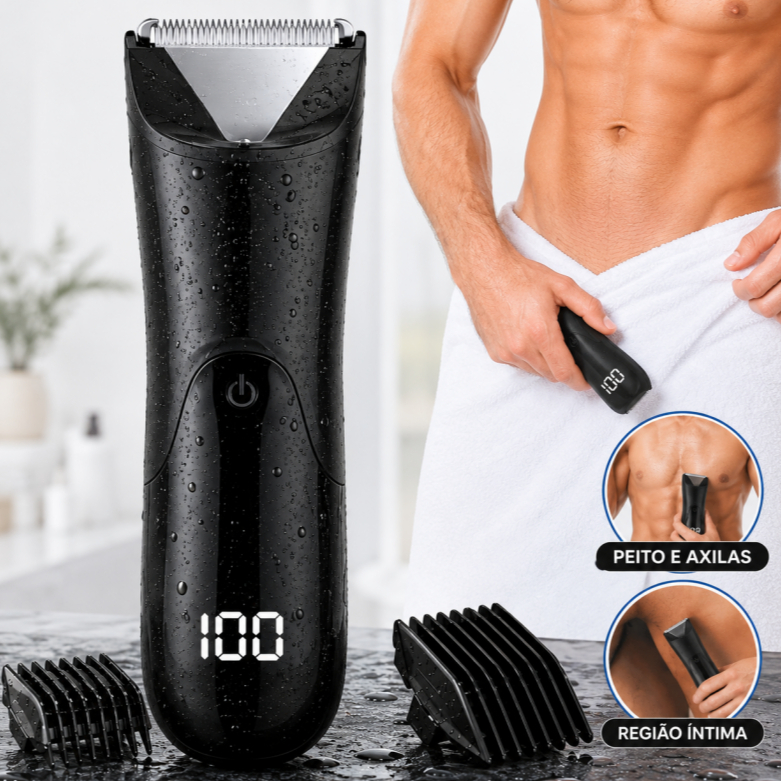 Máquina De Cortar Pelos – À Prova D'água Com Luz LED E Suporte, Ideal Para Virilha, Peito E Axilas