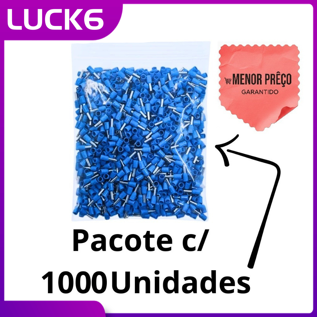 Ilhó Tubular Simples E2508 Do Terminal Elétrico-2.5mm-1000 Peças