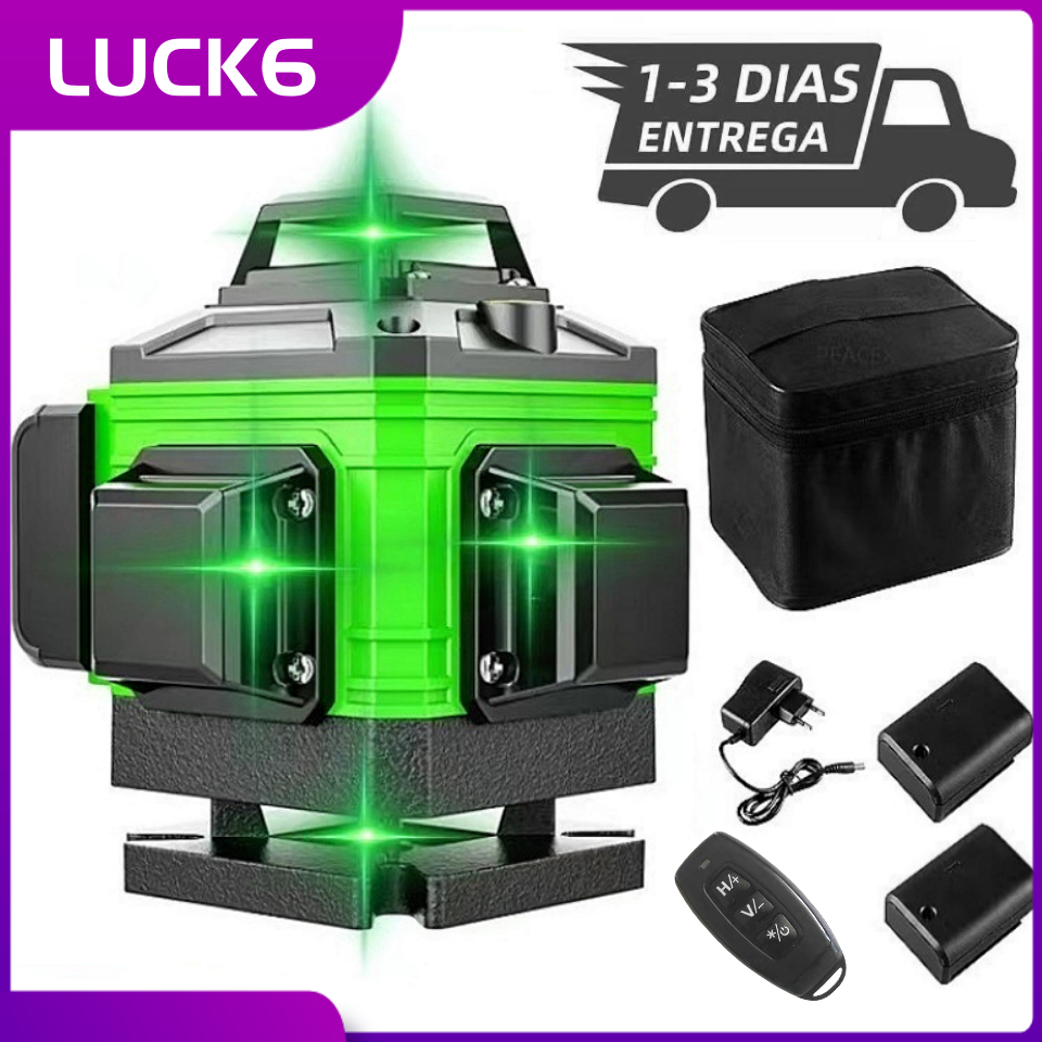 Nivel A Laser 8 Linhas Profissional Verde Nível Laser ​​PrecisãO 2 Baterias 30m Com Tripe