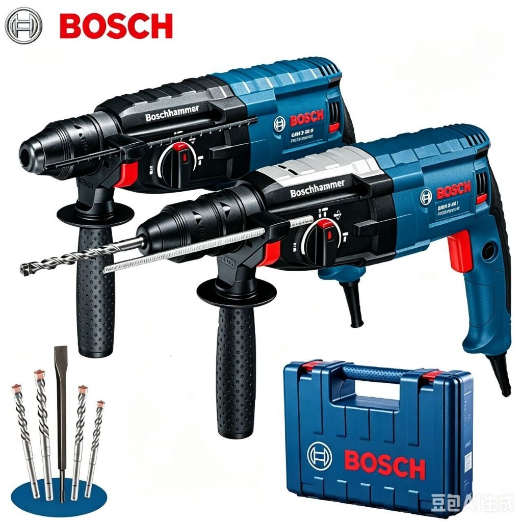 Bosch GBH 2-28D 1500W SDS Plus Hammer Drill with Case and Accessories, Drills Concrete 28mm and Steel 13mm
