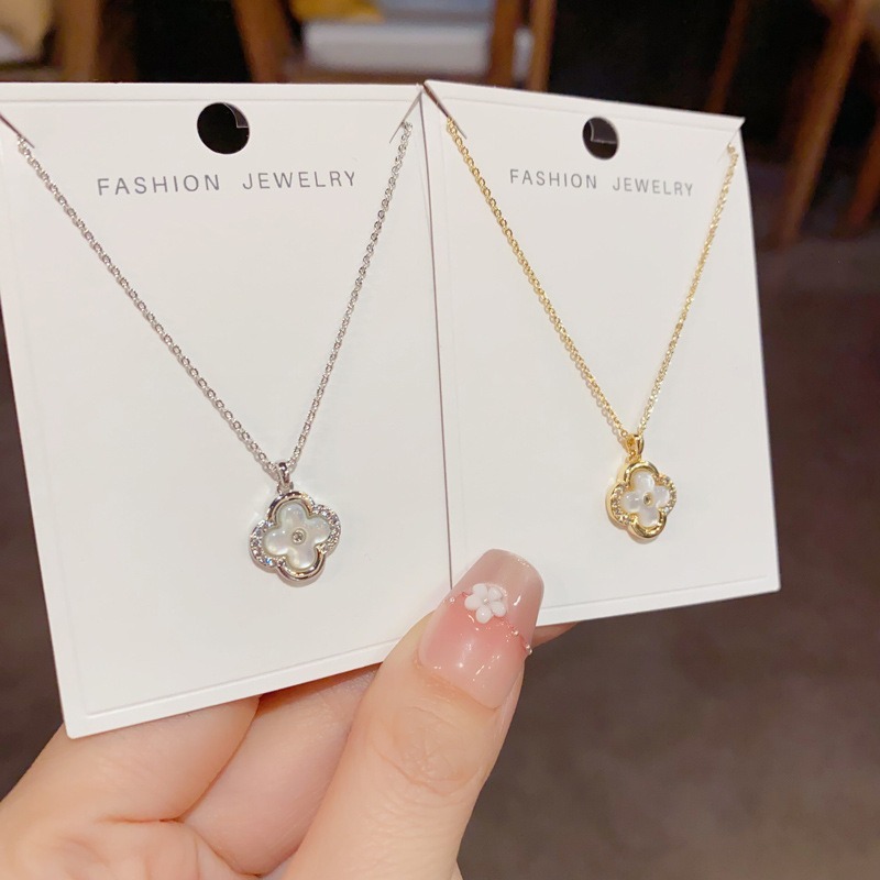 Fritillaria trevo de quatro folhas colar de diamante feminino luz luxo nicho clavícula corrente All-Match Commuter pinge