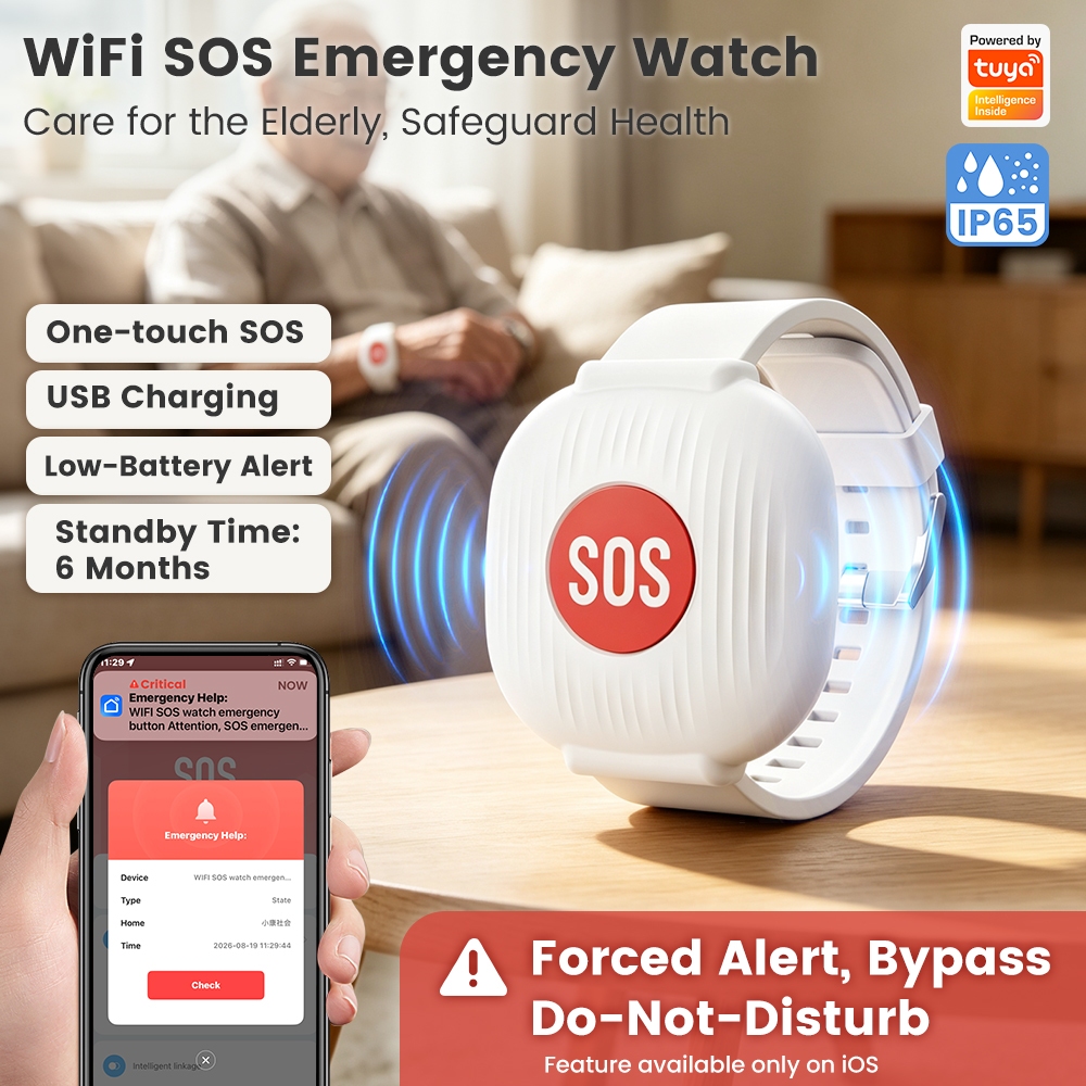 SMATRUL Tuya WiFi SOS Relógio De Emergência Para Idosos IP65 À Prova D'água Botão De Pânico De Um Toque Smart Life APP A
