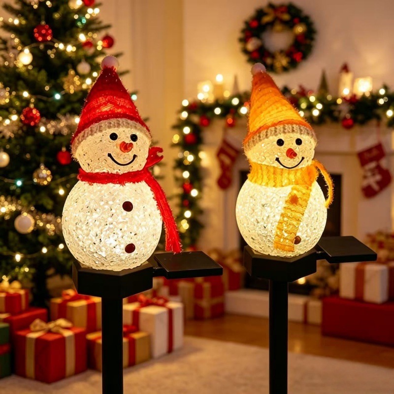 Lâmpada Solar LED Para Gramado De Natal-Iluminação De Jardim EVA De Boneco De Neve Pátio