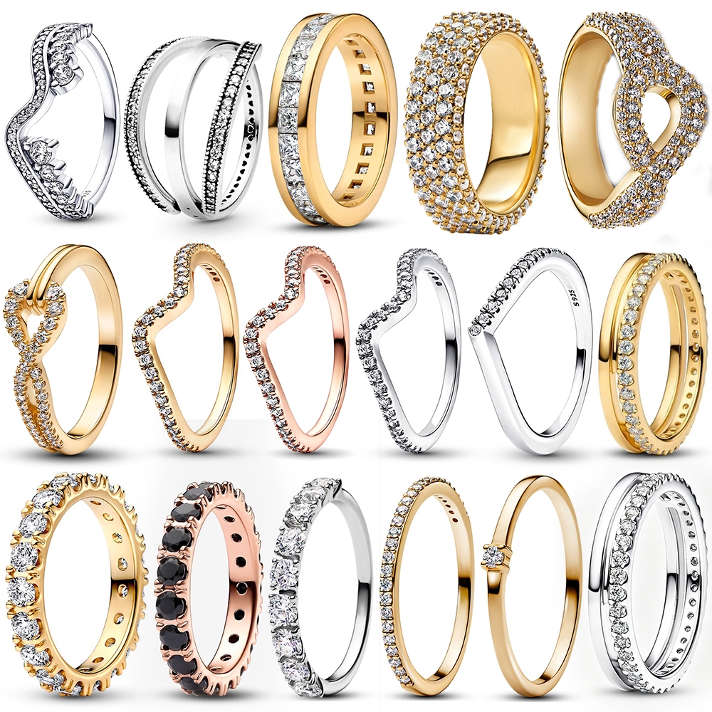 Anel de joias de prata 925 Anel multidiamante Pequeno anel de diamante ouro rosa ouro anel de prata simples colorido alt