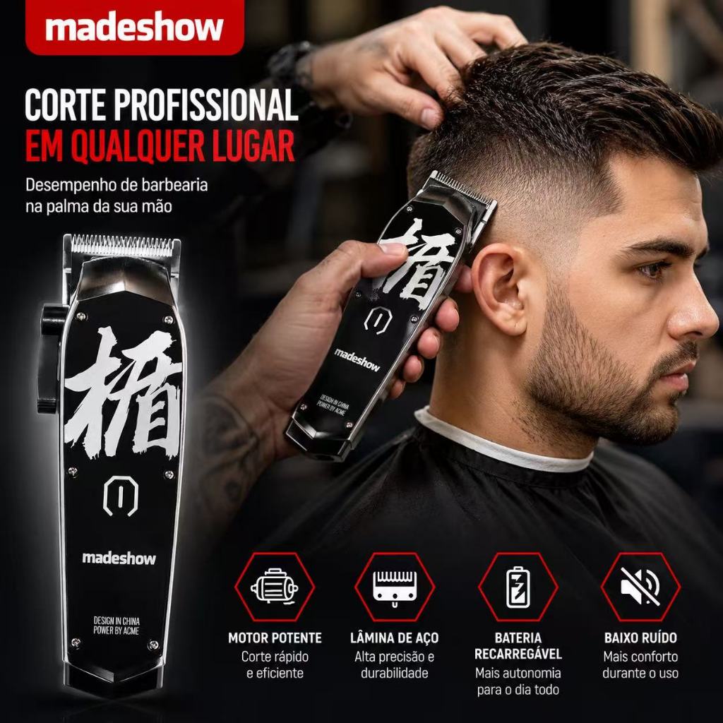 Madeshow Máquina De Cortar Cabelo M11 + M10 Profissional Salão De Cabeleireiro Barbeiro Tesoura Entalhe Cabeça Óleo Elét
