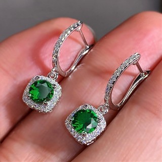 Brincos de diamante quadrado de luxo leve, acessórios de orelha de zircônia requintados de alto padrão
