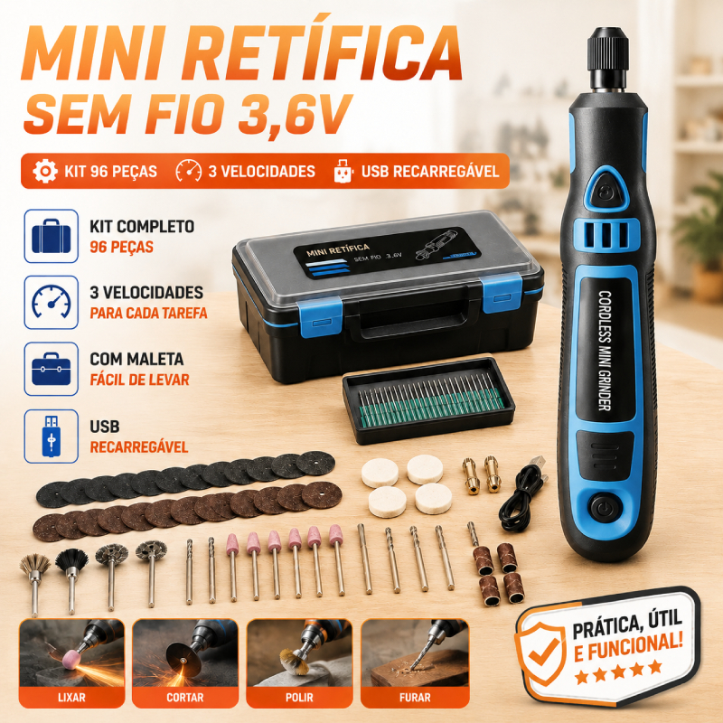 Kit 96 peças Mini Esmerilhadeira Sem Fio Conjunto De Elétrica Polidora Kit De Perfuratriz
