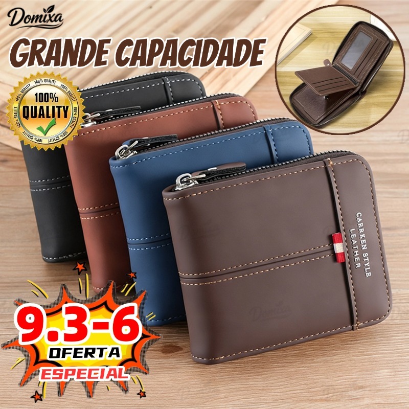 Carteira Masculina Com Zíper Em Bloco Colorido-Presente Multifuncional Para Moedas Curtas E Porta-Cartões Namorado-do