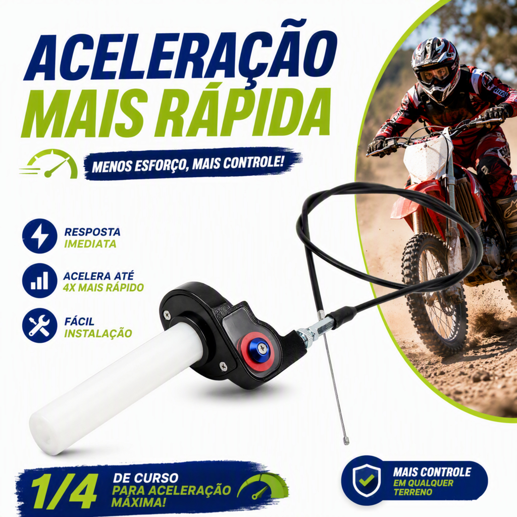 Acelerador Punho Rápido Aluminio Universal + Cabo Crf Ttr