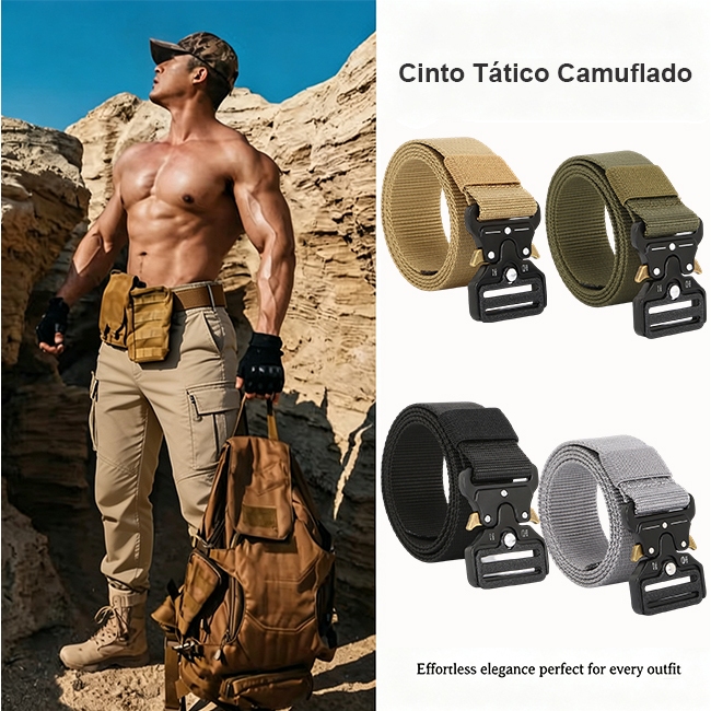 Cinto de Nylon Resistente com Fivela de Liberação Rápida, Ajustável para Caminhada, Trabalho e Uso Diário, 4 Cores