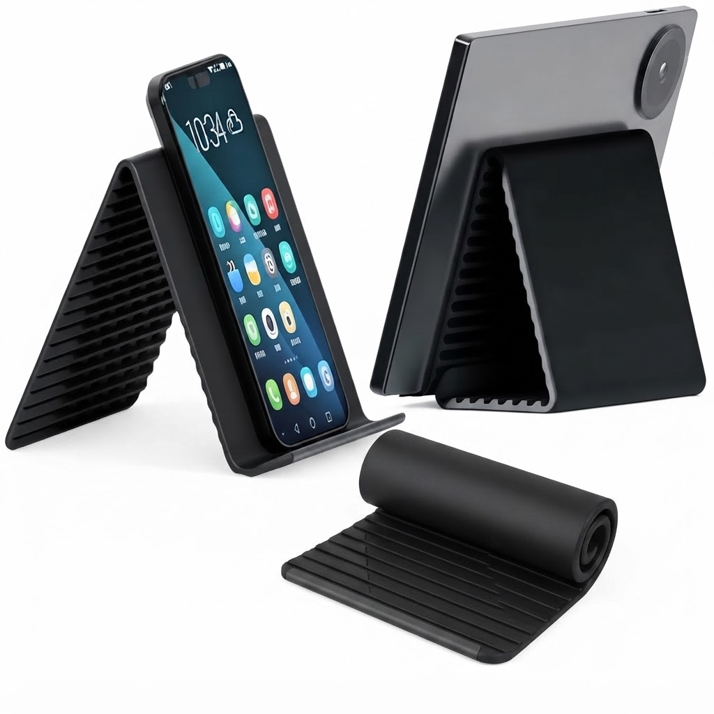 Suporte Articulado Dobrável para Smartphone e Tablet | Silicone Premium Antiderrapante, Compacto e Portátil