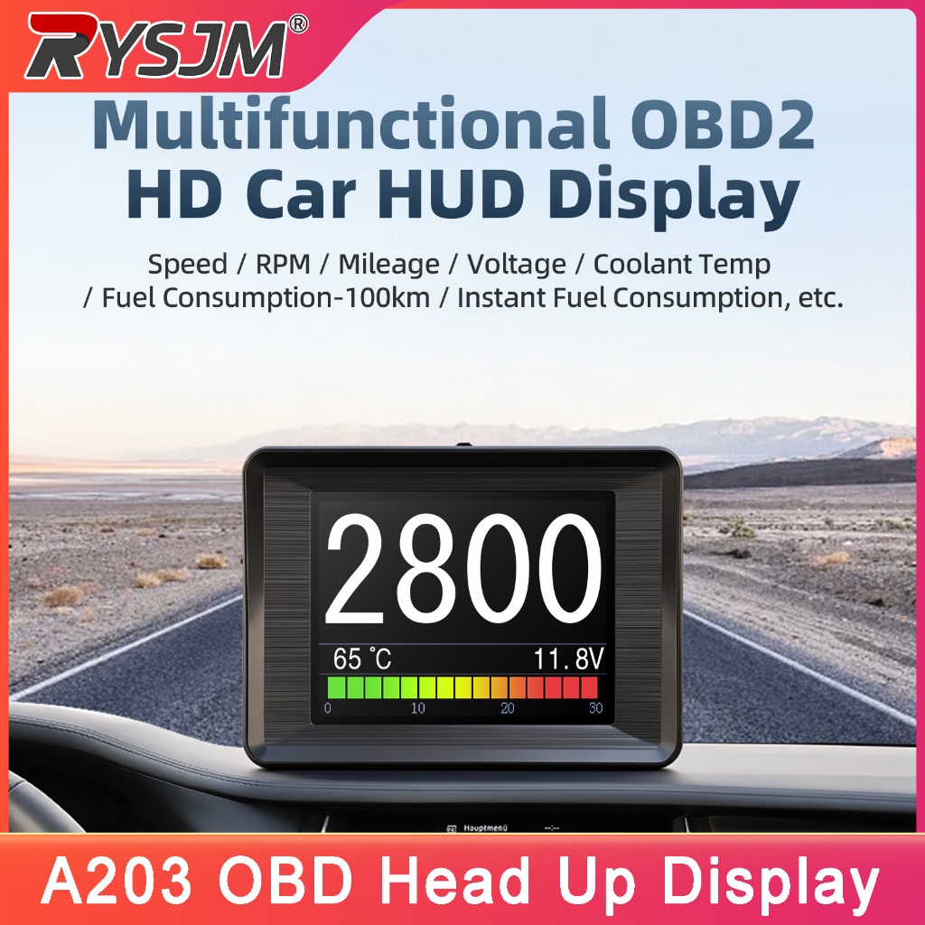 OBD2 Computador A Bordo A203 HUD Carro OBD Head Up Display Medidor Digital Velocidade RPM Nível De Óleo De Consumo De Co