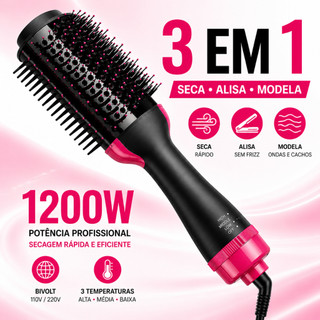Escova Secadora 110/220v Alisador Elétrica Escova de ar quente Modeladores de cabelo Com …