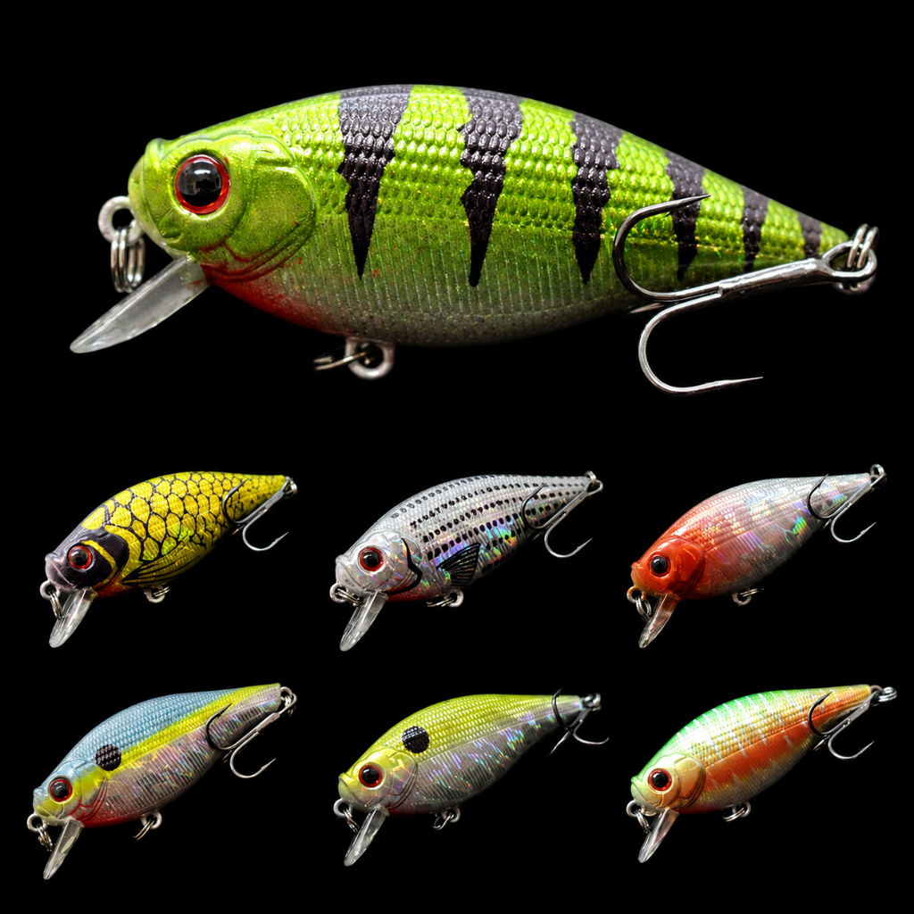 wLure Crankbait Fishing Lure 6.5cm 7.4g Isca Flutuante De Corpo Plano Dura Testada Cores Variantes C547