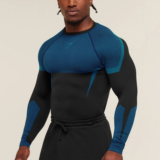 Gym Camisa Masculina De Manga Comprida Muscle Fitness Elástica Slim Fit Para Treinamento Esportivo Ao Ar Livre Academia