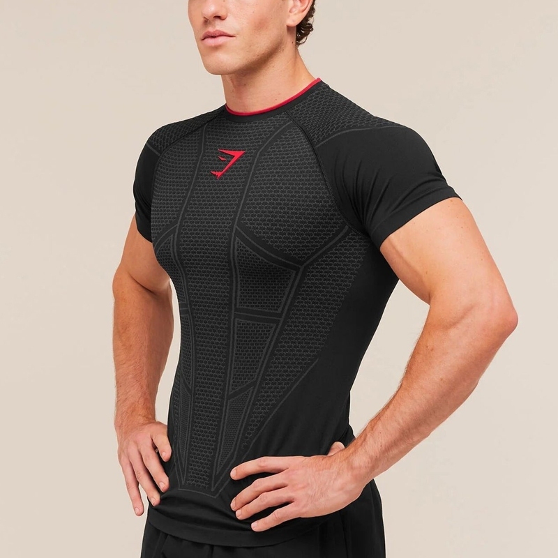 Camiseta Esportiva Elástica Fitness Masculina Apertada Confortável Casual Treinamento Academia Manga Curta Top