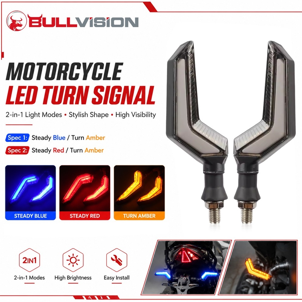 BULLVISION Motocicleta LED Turn Signal Lâmpada Sequencial Fluindo Luz Indicadora Âmbar Light Anti-Colisão