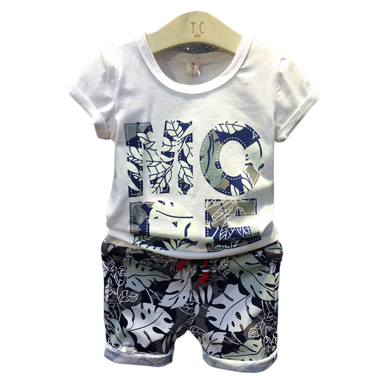 Terno masculino com estampa de letras, camiseta + Shorts estampados, conjunto Casual de 2 peças