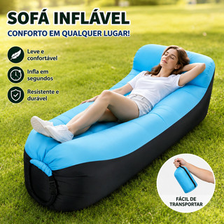 Sofá-Cama Inflável para Preguiçosos - Portátil para Acampamento, Sesta, Praia e Uso Interno