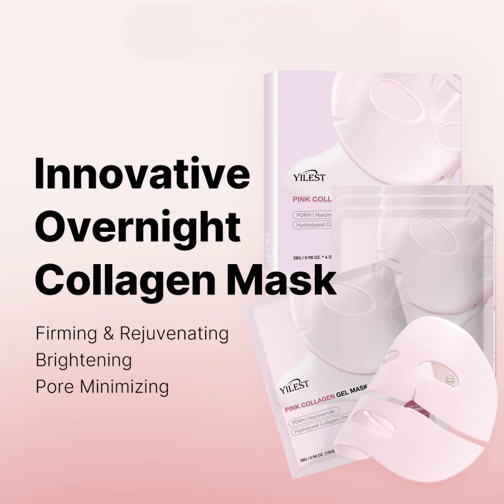 Máscara De Gel De Colágeno Rosa PDRN (4ea) Antienvelhecimento , Lifting De Poros , Minimizador , Hidratante Reafirmante