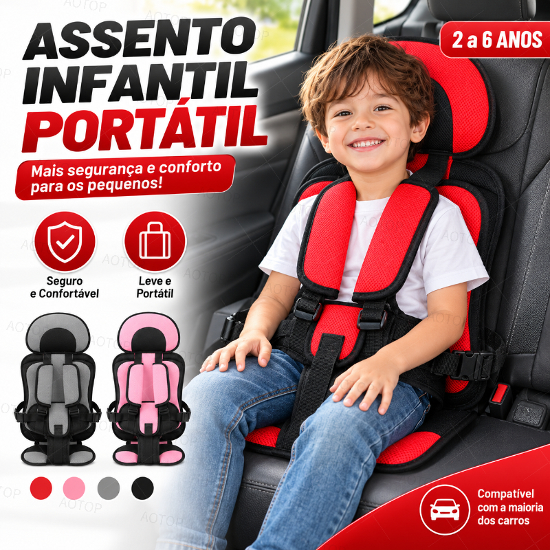 Assento de Segurança Infantil Portátil para Bebês, Adequado para Uso no Carro, Almofada para Idade 2 A 6 ANOS