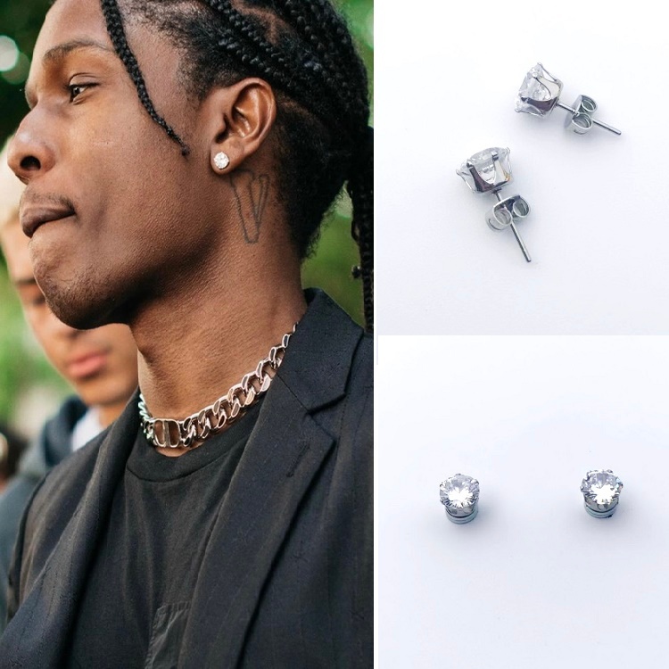 Brincos de zircão brincos Super piscando zircão diamante 7mm brincos magnéticos Hip Hop masculino feminino brincos sem p